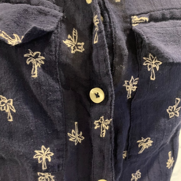 Aerie Palm Tree Navy Sleeveless Blouse Tropical S - Picture 4 of 12